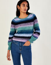 Ombre Stripe Jumper with Recycled Polyester Green | Jumpers | Monsoon UK.