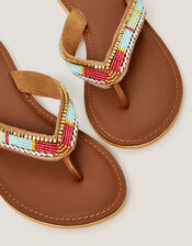 Demi Beaded Leather Flip Flop Sandals, Multi (MULTI), large