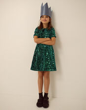 Esmeralda Sequin Collar Party Dress, Green (GREEN), large