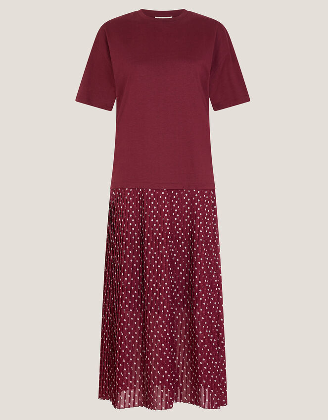 Senya Jersey Polka Dot Midi Dress, Red (BERRY), large