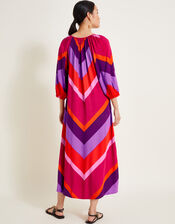 Sonya Stripe Kaftan Dress, Red (RED), large