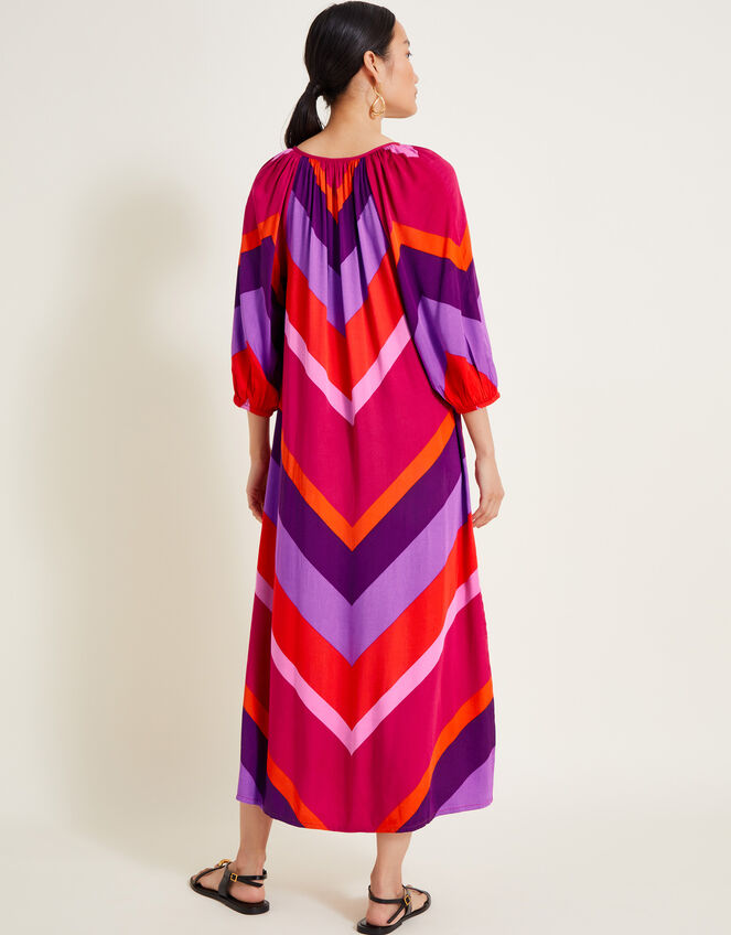 Sonya Stripe Kaftan Dress, Red (RED), large