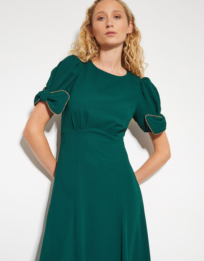 Belle Bow Sleeve Midi Dress, Green (GREEN), large