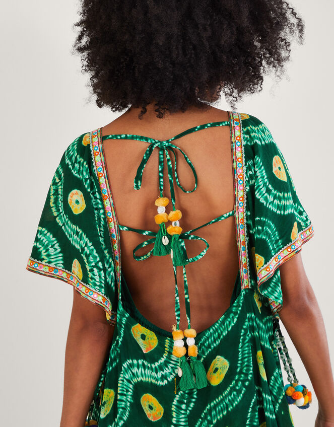 Bottle Green Tie & Dye Bandhani Printed Chinon Skirt main image 1
