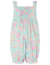 Baby Paisley Romper in Organic Cotton, Blue (TURQUOISE), large