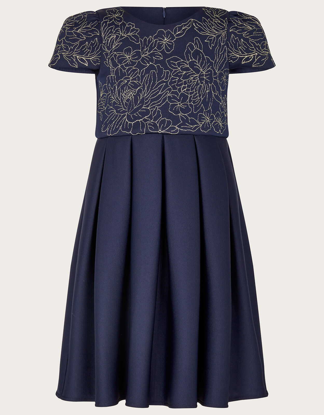 Floral Embroidered Scuba Dress Blue