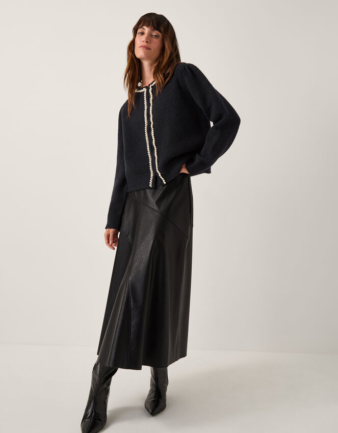 Pia Pearl Embellished Cardigan, Blue (NAVY), large