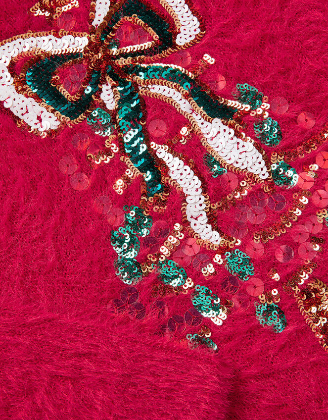 Embellished Tree Fuzzy Christmas Jumper, Red (RED), large