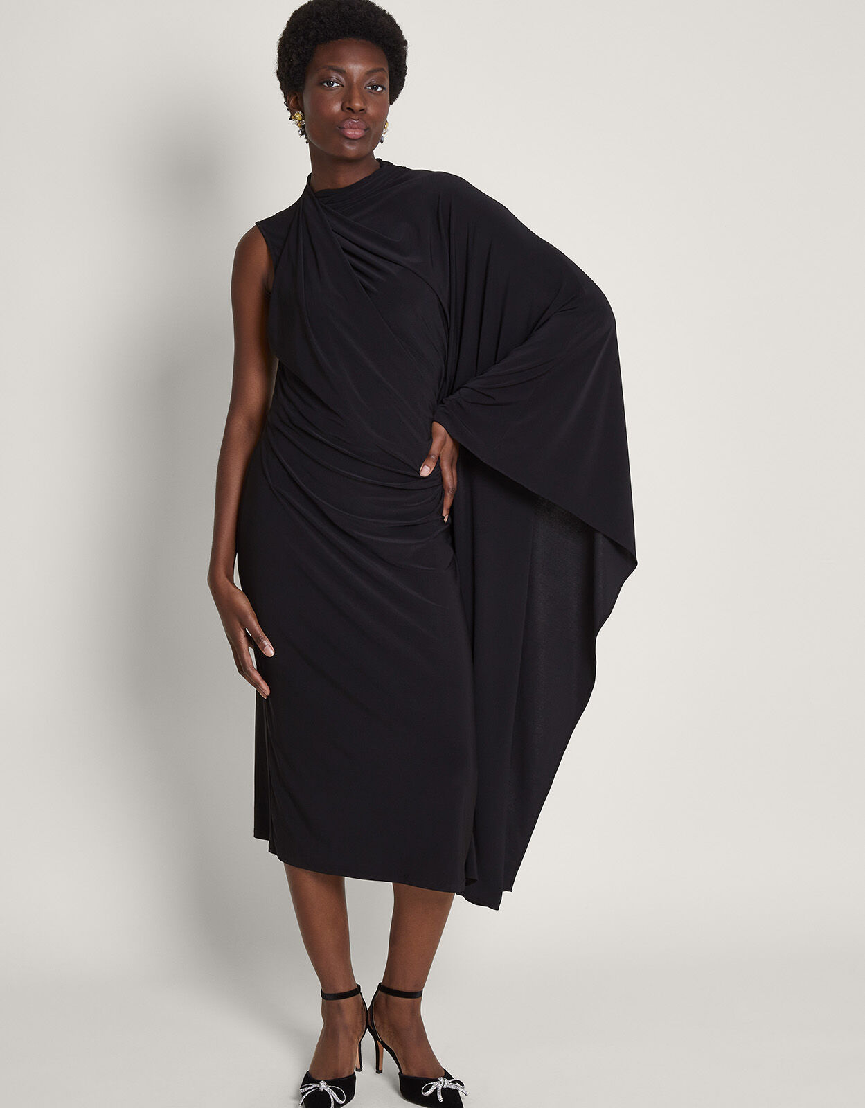 Drew Drape Midi Dress Black