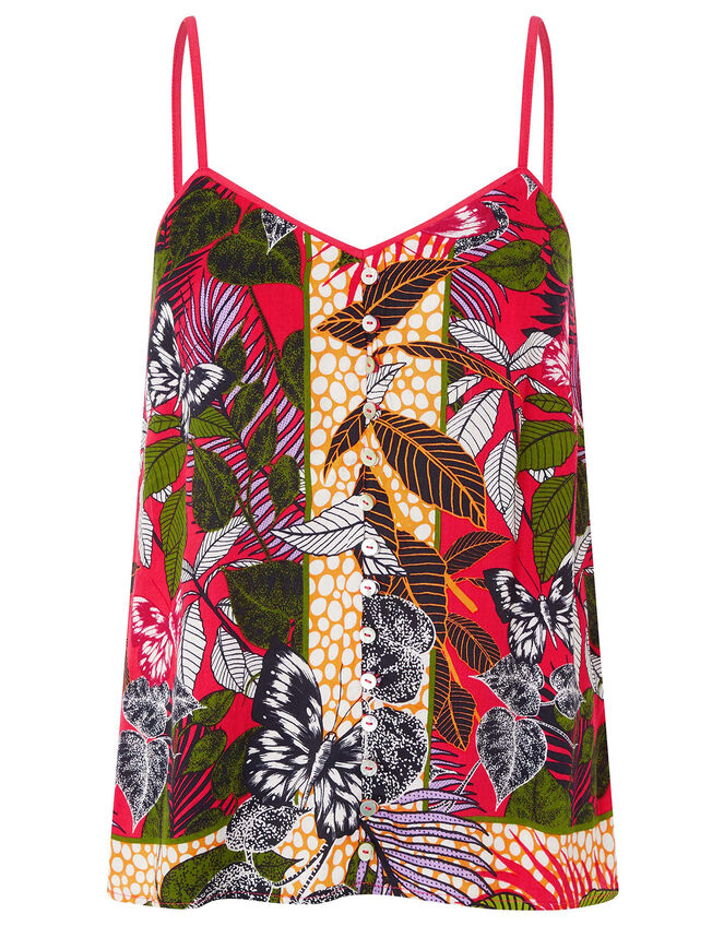Bessie Butterfly Print Cami Top, Pink (PINK), large