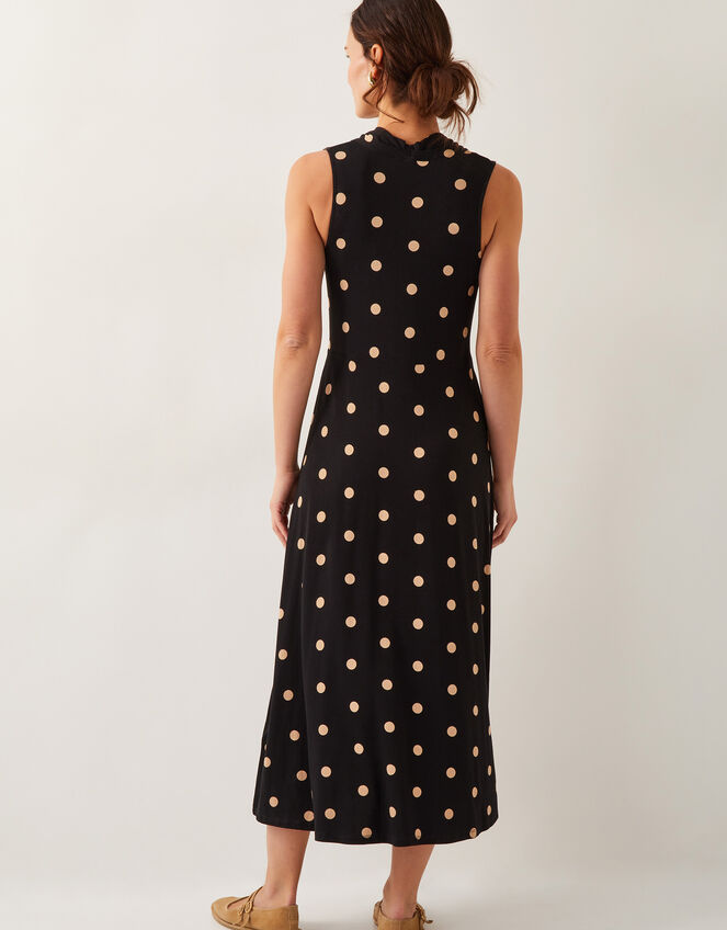 Sareesha Polka Dot Midi Dress, Black (BLACK), large