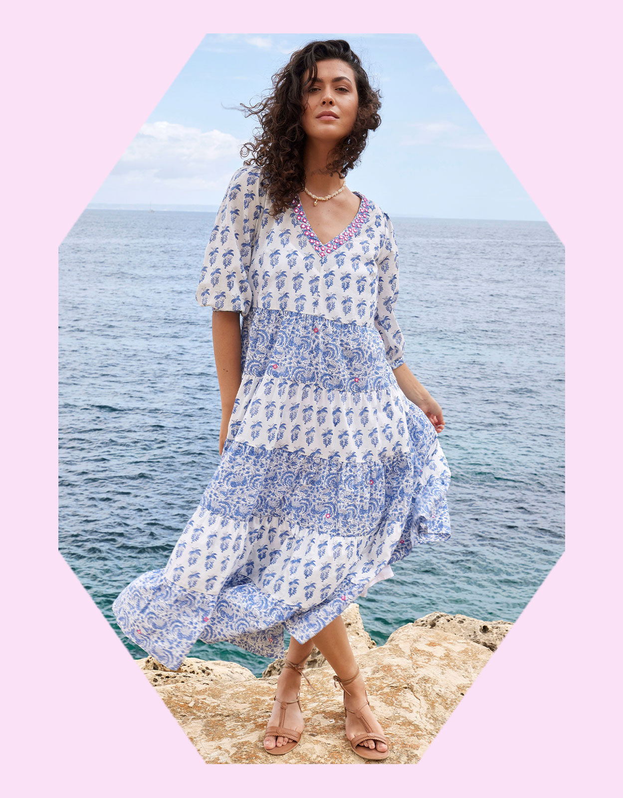 Block print deals maxi dress