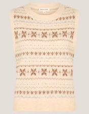 Febe Fair Isle Knitted Vest, Ivory (IVORY), large