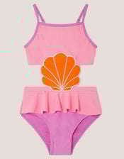 Seashell Applique Cut Out Swimsuit, Multi (MULTI), large