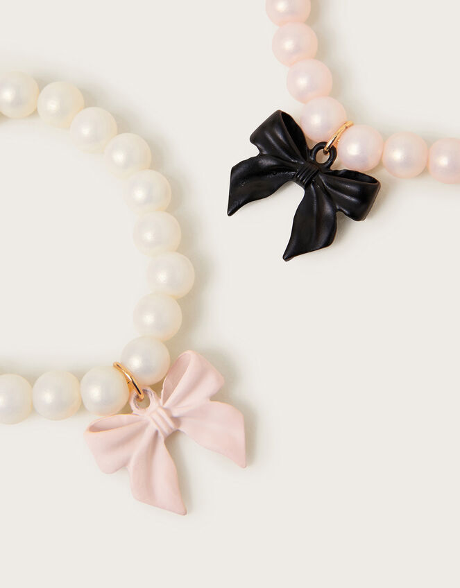 2-Pack Pearl Beaded Bow Bracelets, , large