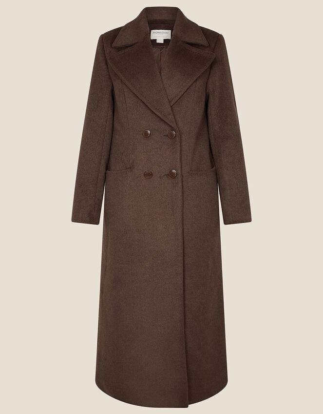 Bea Pea Coat in Wool Blend, Brown (CHOCOLATE), large