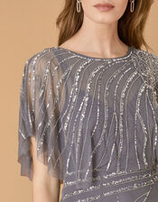 Florence Embellished Flutter Sleeve Maxi Dress, Blue (BLUE), large