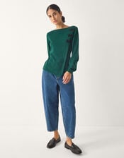 Sofia Asymmetrical Button Jumper, Teal (TEAL), large