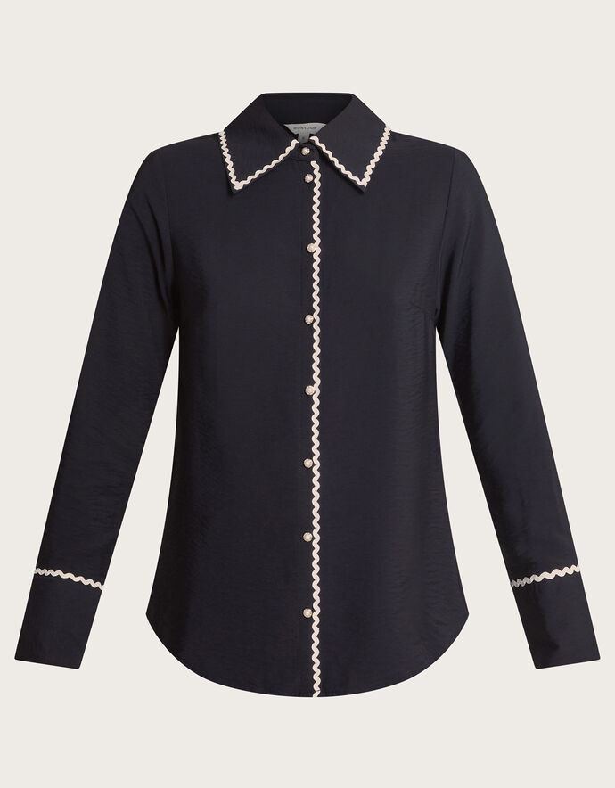 Rhea Ric Rac Embroidered Blouse Black