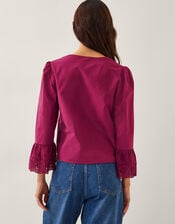 Saoirse Broderie Tie Blouse, Red (BURGUNDY), large