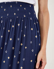 Motif Print Maxi Skirt in LENZING™ ECOVERO™, Blue (NAVY), large