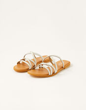 Pixie Plaited Leather Sandals, White (WHITE), large