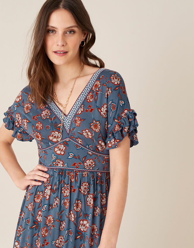 Etty Floral Jersey Maxi Dress, Blue (NAVY), large