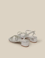 Open Toe Embellished Strap Heels, Silver (SILVER), large