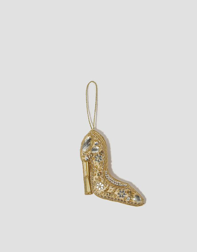 Embellished Shoe Christmas Tree Decoration, Gold (GOLD), large
