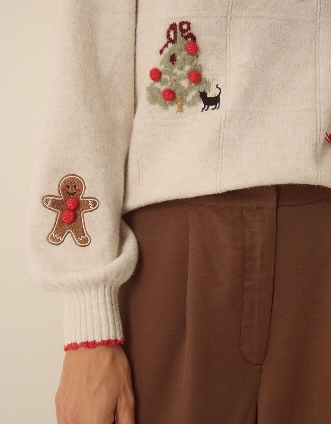 Cara Crew Neck Christmas Jumper, Ivory (IVORY), large
