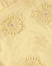 Appliqu&eacute; Flower Ruffle Dress, Yellow (YELLOW), large