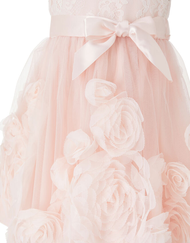 Baby Macaroon Occasion Dress with 3D Flowers, Pink (PINK), large