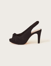 Suede Peep Toe Heels, Black (BLACK), large