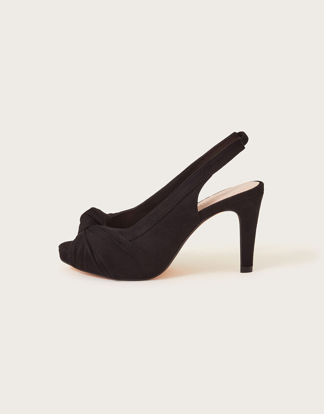 Suede Peep Toe Heels, Black (BLACK), large