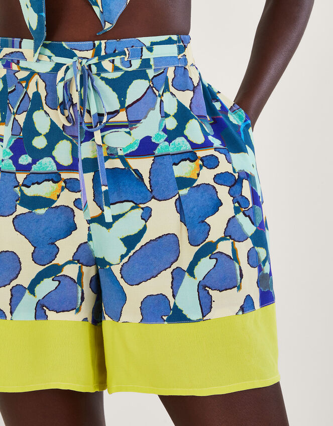 Abstract Print Shorts, Blue (TURQUOISE), large