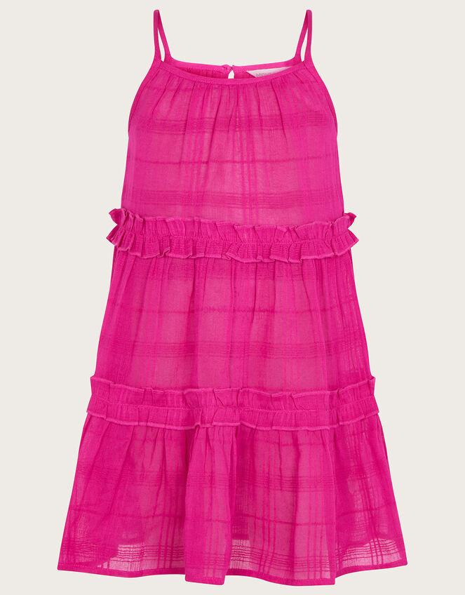 Ruffle Trim Beach Dress, Pink (BRIGHT PINK), large