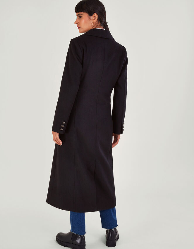 2040207 Black Double-Breasted Brushed Coat