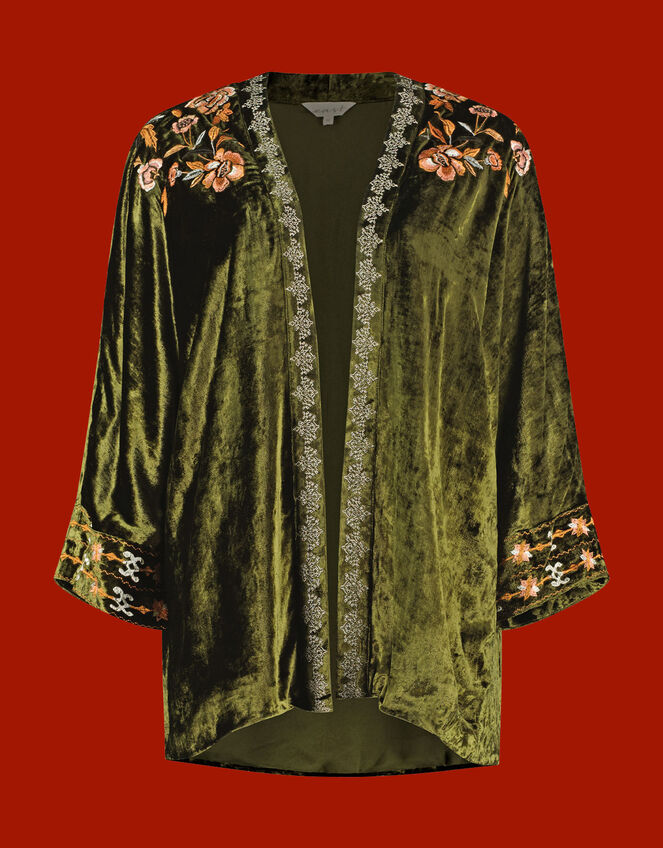 East Phoebe Embroidered Velvet Jacket, Green (GREEN), large