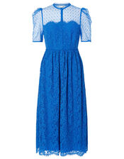 Trisha Embroidered Lace Midi Dress, Blue (BLUE), large