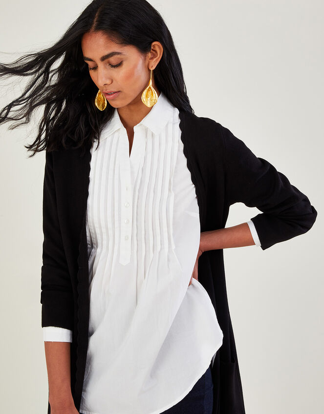 Scallop Coatigan with LENZING&trade; ECOVERO&trade; , Black (BLACK), large