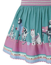 Nessie Dog Border Print Skirt in Organic Cotton, Green (GREEN), large
