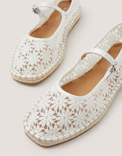 Lola Lace Espadrille Flats, Ivory (IVORY), large