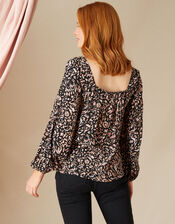 Adlyn Animal Print Long Sleeve Top, Camel (CAMEL), large