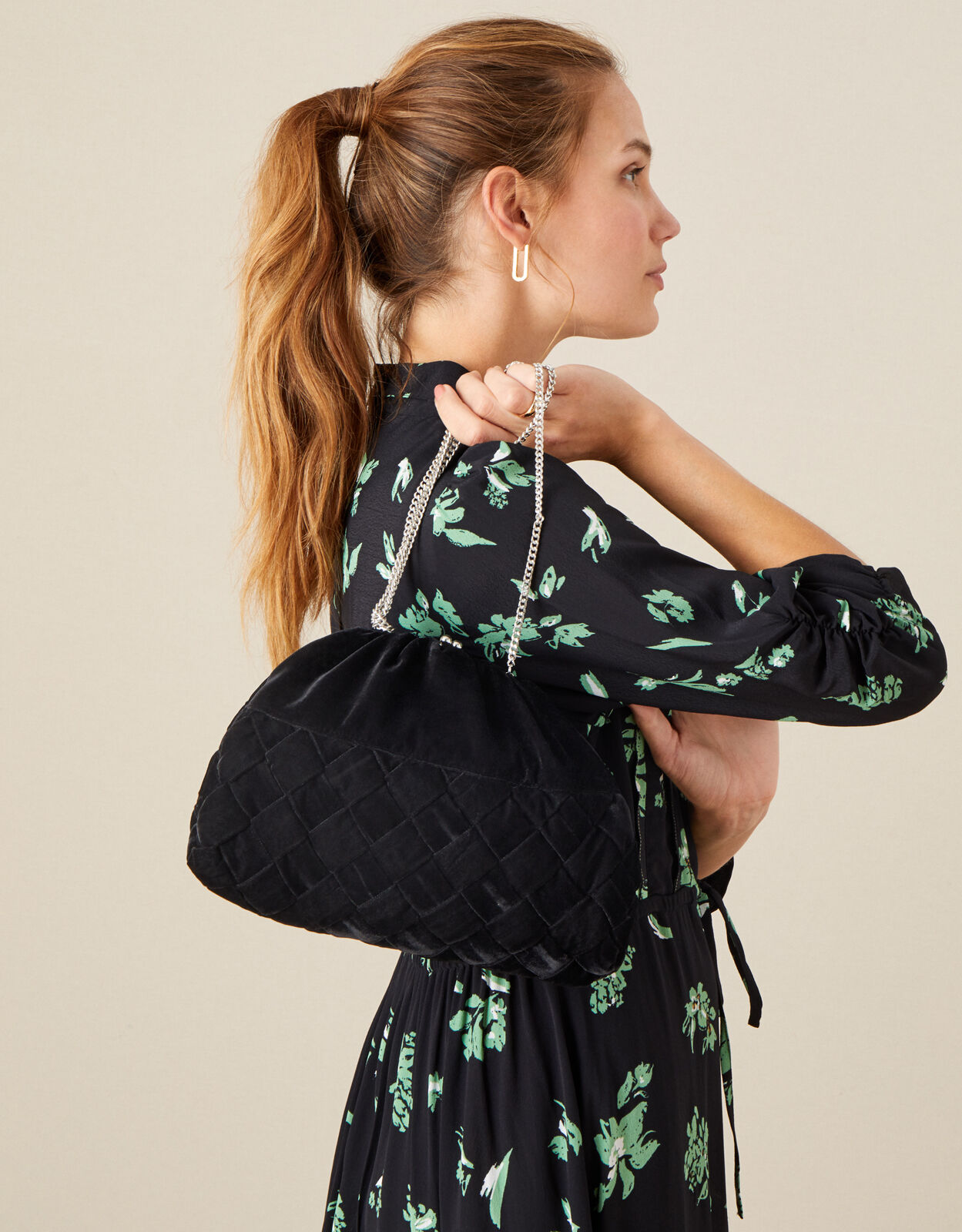 Quilted Velvet Clutch Bag