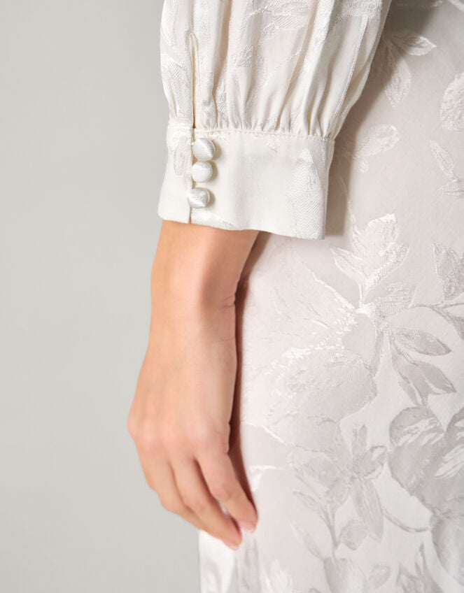 Grace Long Sleeve Satin Shirt Wedding Dress, Ivory (IVORY), large