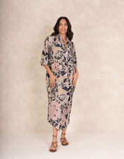 One Hundred Stars Rachel Floral Midi Dress, Brown (TAUPE), large