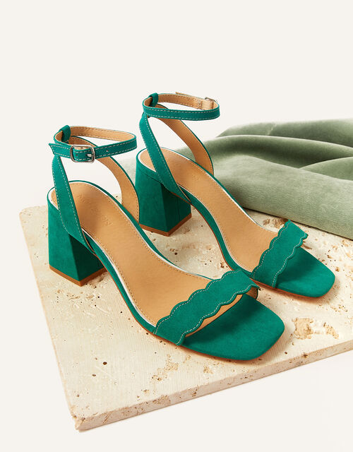 Scallop Occasion Block Heels, Green (GREEN), large