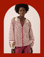 East Karmen Woodblock Print Blouse, Pink (PINK), large