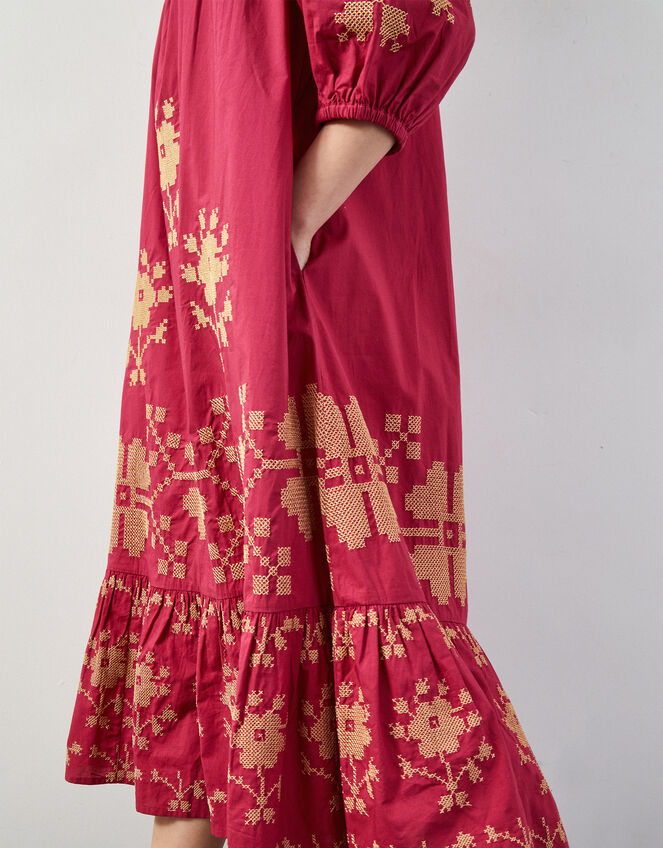 East Diya Embroidered Midi Dress, Pink (PINK), large