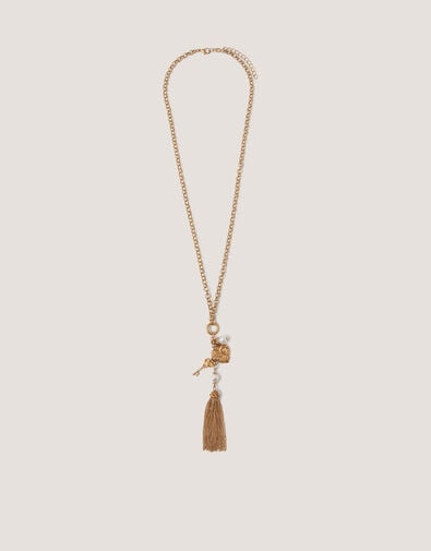 Tassel Heart Charm Necklace, , large